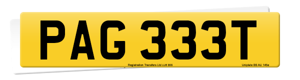 Registration number PAG 333T